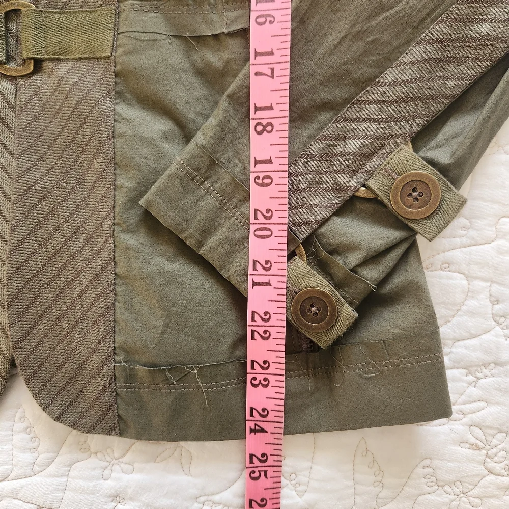 Vintage Y2K L.A.M.B. Jacket Size 4 Gwen Stefani Olive Green Plaid Cotton Linen - Picture 15 of 16
